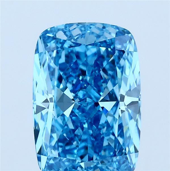 2.00 Carat Cushion Shaped, Ideal Cut, FANCY VIVID BLUE Color, VVS2 Clarity, IGI Certified Lab Grown Diamond