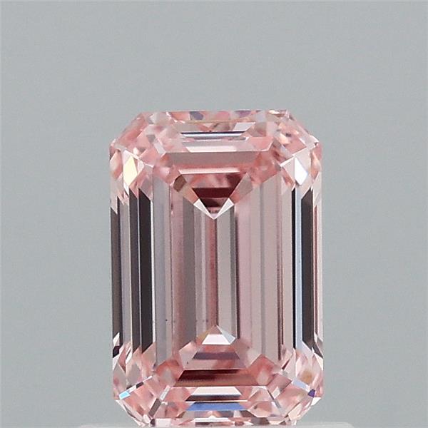 0.94 Carat Emerald Shaped, Ideal Cut, FANCY INTENSE PINK Color, VS1 Clarity, IGI Certified Lab Grown Diamond
