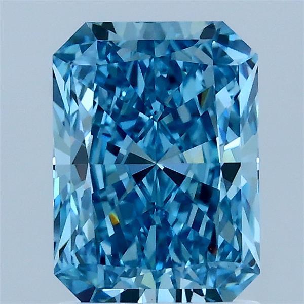 1.67 Carat Radiant Shaped, Ideal Cut, FANCY VIVID BLUE Color, VVS2 Clarity, IGI Certified Lab Grown Diamond