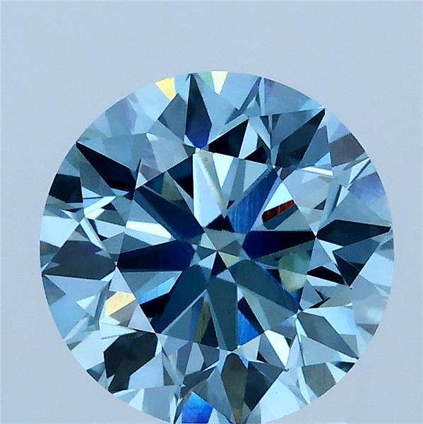 2.00 Carat Round Shaped, Excellent Cut, FANCY VIVID BLUE Color, VS1 Clarity, IGI Certified Lab Grown Diamond