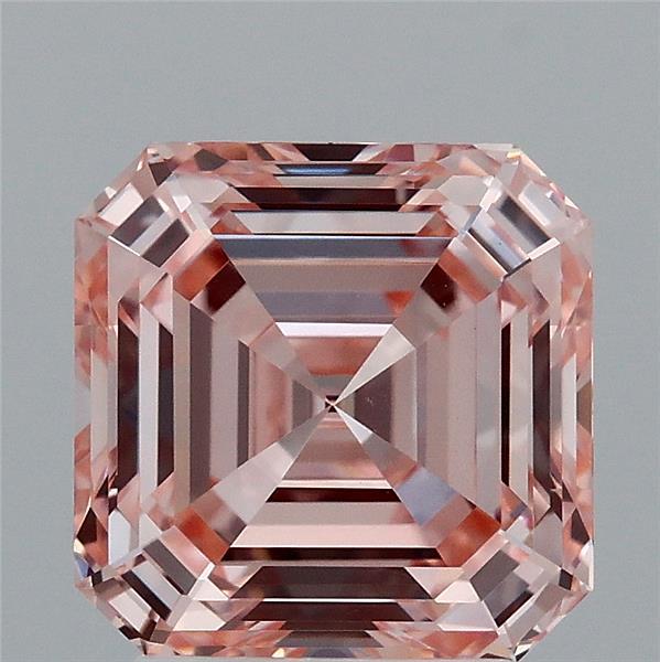 2.95 Carat Asscher Shaped, Ideal Cut, FANCY INTENSE PINK Color, VVS2 Clarity, IGI Certified Lab Grown Diamond