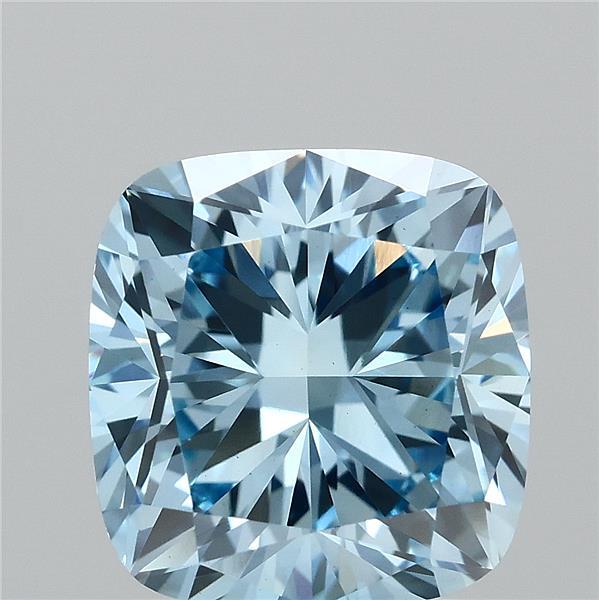 2.52 Carat Cushion Shaped, Ideal Cut, FANCY VIVID BLUE Color, VVS2 Clarity, IGI Certified Lab Grown Diamond