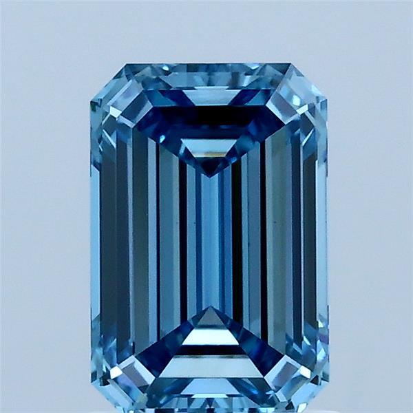 1.41 Carat Emerald Shaped, Ideal Cut, FANCY VIVID BLUE Color, VS1 Clarity, IGI Certified Lab Grown Diamond