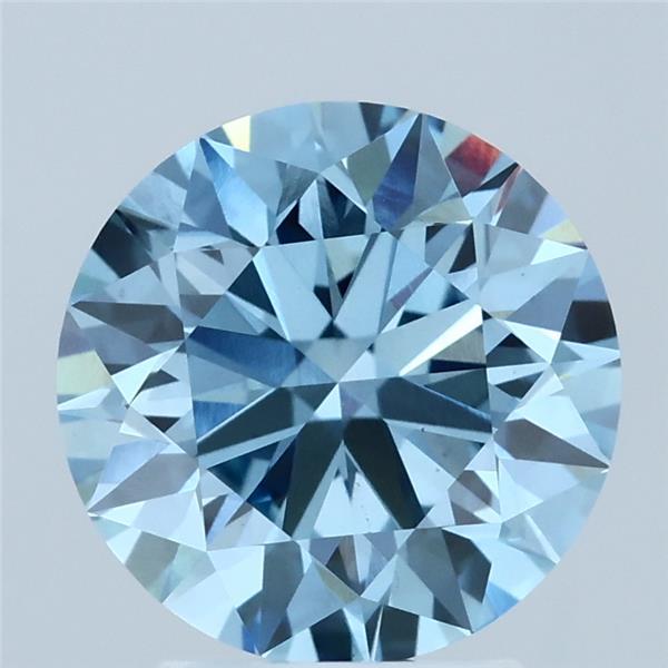 3.00 Carat Round Shaped, Ideal Cut, FANCY VIVID BLUE Color, VS1 Clarity, IGI Certified Lab Grown Diamond