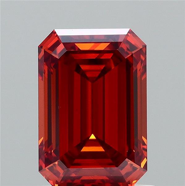 1.40 Carat Emerald Shaped, Ideal Cut, FANCY VIVID ORANGE Color, VS1 Clarity, IGI Certified Lab Grown Diamond