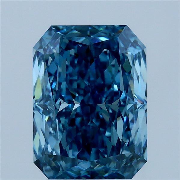 2.67 Carat Radiant Shaped, Excellent Cut, FANCY VIVID BLUE Color, VS1 Clarity, IGI Certified Lab Grown Diamond