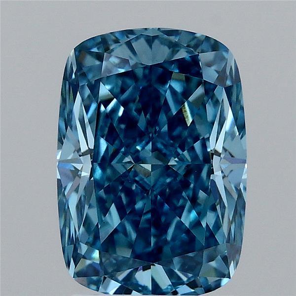 2.58 Carat Cushion Shaped, Ideal Cut, FANCY VIVID BLUE Color, VS1 Clarity, IGI Certified Lab Grown Diamond