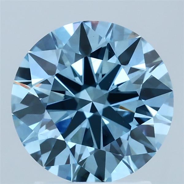 2.01 Carat Round Shaped, Ideal Cut, FANCY VIVID BLUE Color, VS1 Clarity, IGI Certified Lab Grown Diamond