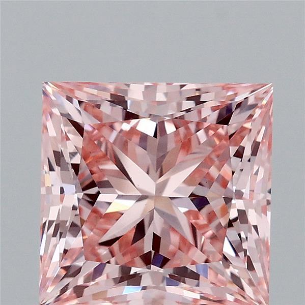 2.89 Carat Princess Shaped, Ideal Cut, FANCY INTENSE PINK Color, VS1 Clarity, IGI Certified Lab Grown Diamond