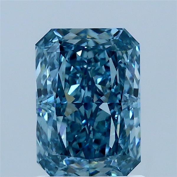 1.69 Carat Radiant Shaped, Excellent Cut, FANCY VIVID BLUE Color, VS1 Clarity, IGI Certified Lab Grown Diamond