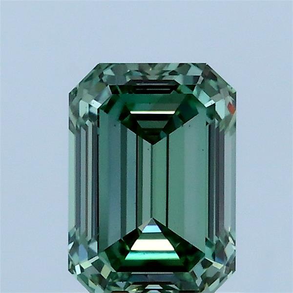 1.08 Carat Emerald Shaped, Ideal Cut, FANCY VIVID GREEN Color, VS2 Clarity, IGI Certified Lab Grown Diamond