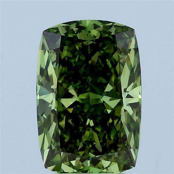 2.00 Carat Cushion Shaped, Ideal Cut, FANCY VIVID GREEN Color, VS2 Clarity, IGI Certified Lab Grown Diamond