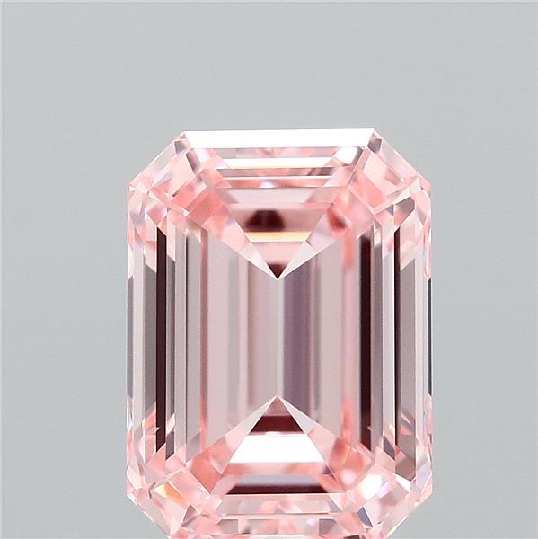 2.01 Carat Emerald Shaped, Ideal Cut, FANCY INTENSE PINK Color, VS1 Clarity, IGI Certified Lab Grown Diamond