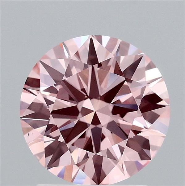 1.87 Carat Round Shaped, Excellent Cut, FANCY INTENSE PINK Color, VS1 Clarity, IGI Certified Lab Grown Diamond
