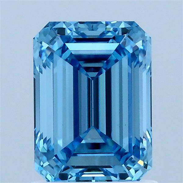 1.50 Carat Emerald Shaped, Ideal Cut, FANCY VIVID BLUE Color, VS1 Clarity, IGI Certified Lab Grown Diamond