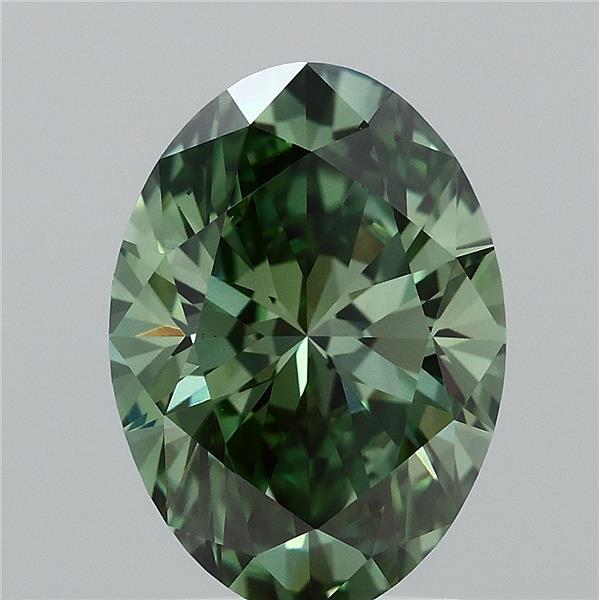 2.02 Carat Oval Shaped, Ideal Cut, FANCY VIVID GREEN Color, VS2 Clarity, IGI Certified Lab Grown Diamond