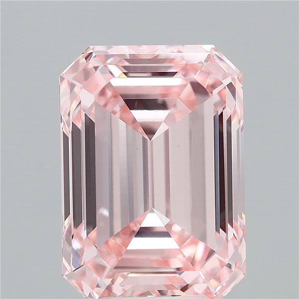 6.65 Carat Emerald Shaped, Ideal Cut, FANCY INTENSE PINK Color, VVS2 Clarity, IGI Certified Lab Grown Diamond