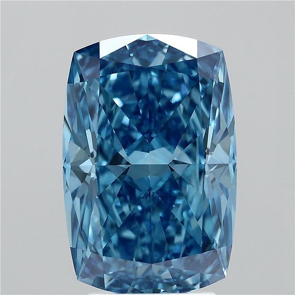 4.09 Carat Cushion Shaped, Ideal Cut, FANCY VIVID BLUE Color, VVS2 Clarity, IGI Certified Lab Grown Diamond