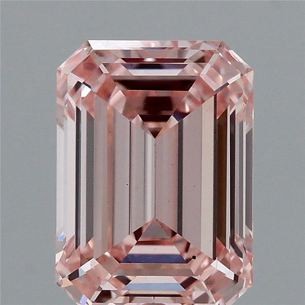 1.69 Carat Emerald Shaped, Ideal Cut, FANCY INTENSE PINK Color, VS2 Clarity, IGI Certified Lab Grown Diamond