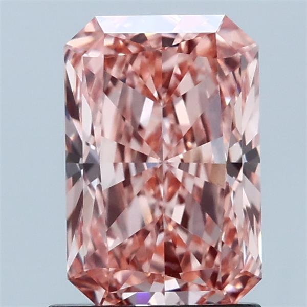 1.38 Carat Radiant Shaped, Ideal Cut, FANCY VIVID PINK Color, VVS2 Clarity, IGI Certified Lab Grown Diamond