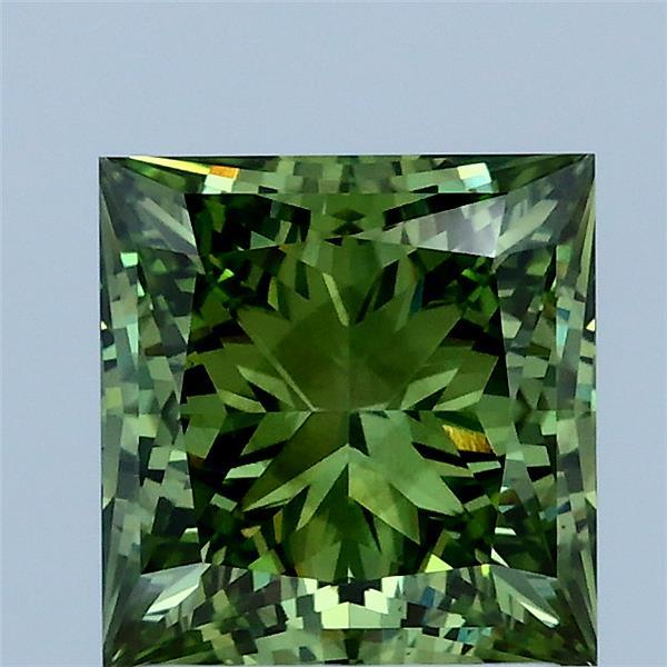 2.04 Carat Princess Shaped, Ideal Cut, FANCY VIVID GREEN Color, VS2 Clarity, IGI Certified Lab Grown Diamond