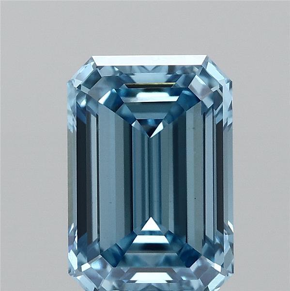 1.04 Carat Emerald Shaped, Ideal Cut, FANCY VIVID BLUE Color, VVS2 Clarity, IGI Certified Lab Grown Diamond