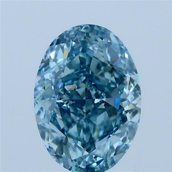 2.10 Carat Oval Shaped, Excellent Cut, FANCY VIVID GREENISH BLUE Color, VVS2 Clarity, IGI Certified Lab Grown Diamond