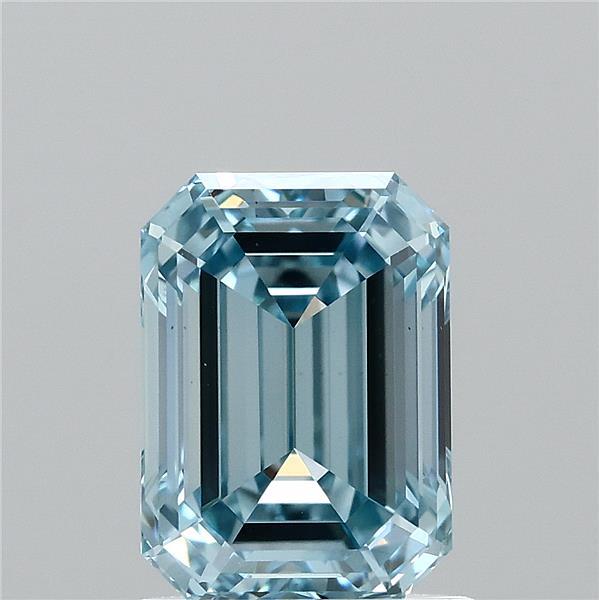 1.44 Carat Emerald Shaped, Ideal Cut, FANCY INTENSE BLUE Color, VS1 Clarity, IGI Certified Lab Grown Diamond