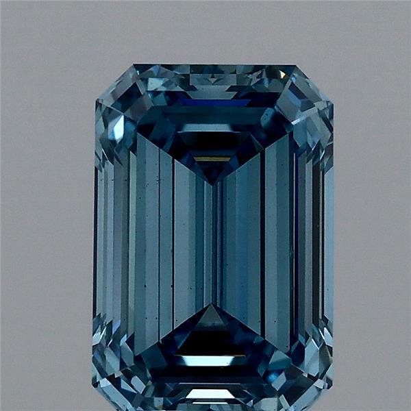 1.05 Carat Emerald Shaped, Ideal Cut, FANCY VIVID BLUE Color, VS1 Clarity, IGI Certified Lab Grown Diamond