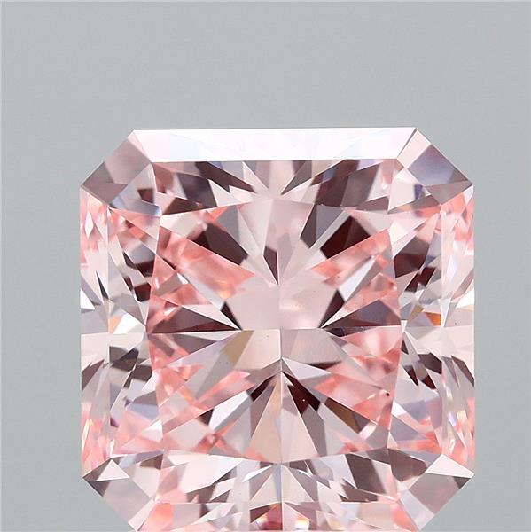 3.06 Carat Radiant Shaped, Ideal Cut, FANCY INTENSE PINK Color, VS1 Clarity, IGI Certified Lab Grown Diamond