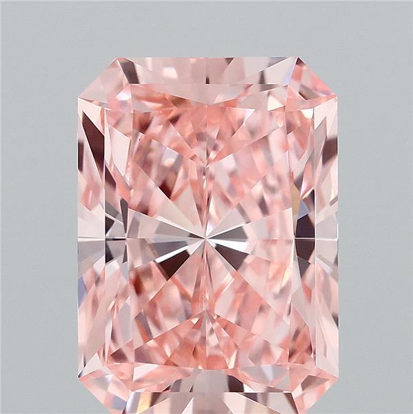2.68 Carat Radiant Shaped, Ideal Cut, FANCY VIVID PINK Color, VVS2 Clarity, IGI Certified Lab Grown Diamond
