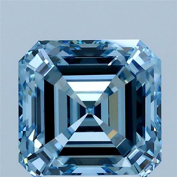 2.51 Carat Asscher Shaped, Ideal Cut, FANCY VIVID BLUE Color, VVS2 Clarity, IGI Certified Lab Grown Diamond