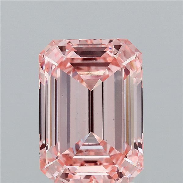 4.06 Carat Emerald Shaped, Ideal Cut, FANCY INTENSE PINK Color, VS1 Clarity, IGI Certified Lab Grown Diamond