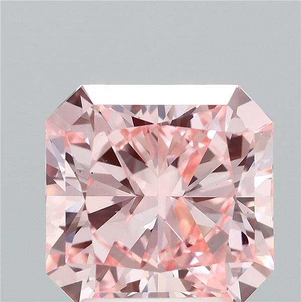 2.93 Carat Radiant Shaped, Ideal Cut, FANCY INTENSE PINK Color, VS1 Clarity, IGI Certified Lab Grown Diamond