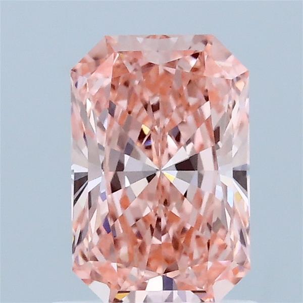 1.06 Carat Radiant Shaped, Ideal Cut, FANCY VIVID PINK Color, VVS2 Clarity, IGI Certified Lab Grown Diamond