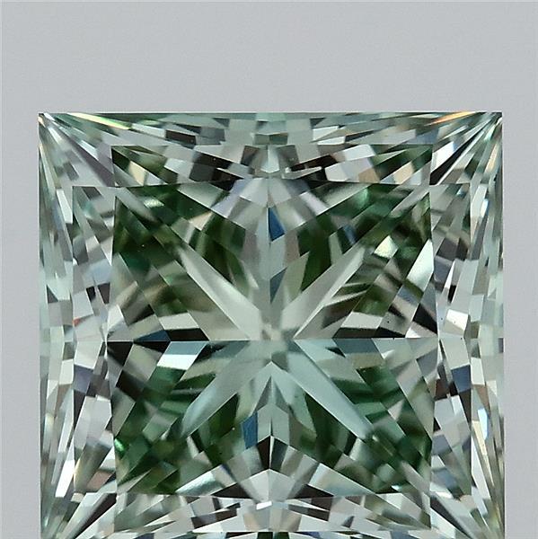4.77 Carat Princess Shaped, Ideal Cut, FANCY INTENSE GREEN Color, VS1 Clarity, IGI Certified Lab Grown Diamond