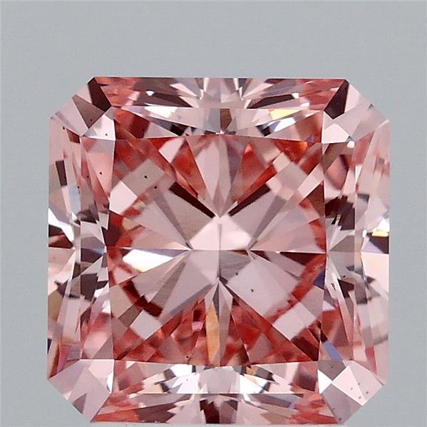 3.00 Carat Radiant Shaped, Ideal Cut, FANCY INTENSE PINK Color, VS2 Clarity, IGI Certified Lab Grown Diamond