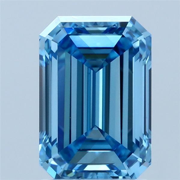 2.04 Carat Emerald Shaped, Ideal Cut, FANCY VIVID BLUE Color, VS2 Clarity, IGI Certified Lab Grown Diamond