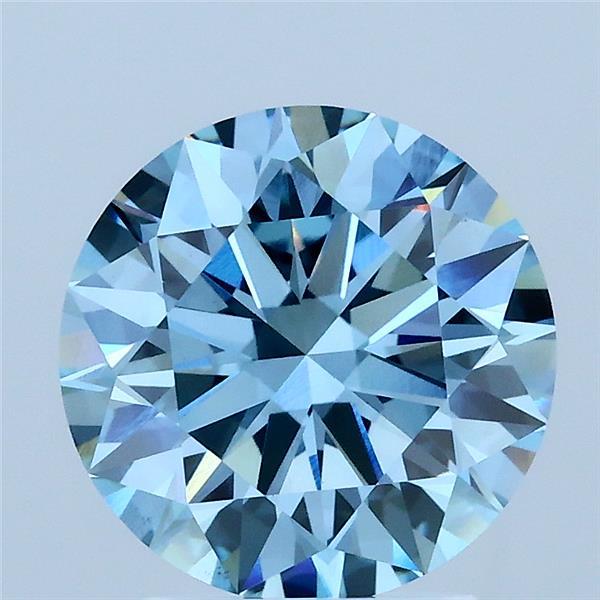2.52 Carat Round Shaped, Ideal Cut, FANCY VIVID BLUE Color, VS1 Clarity, IGI Certified Lab Grown Diamond