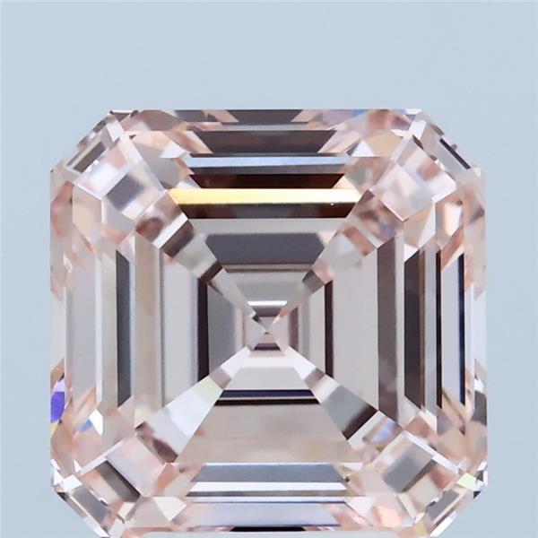 4.11 Carat Asscher Shaped, Ideal Cut, FANCY INTENSE PINK Color, VVS2 Clarity, IGI Certified Lab Grown Diamond
