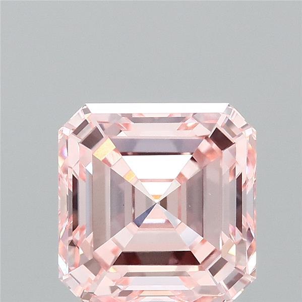 2.50 Carat Asscher Shaped, Ideal Cut, FANCY INTENSE PINK Color, VVS2 Clarity, IGI Certified Lab Grown Diamond