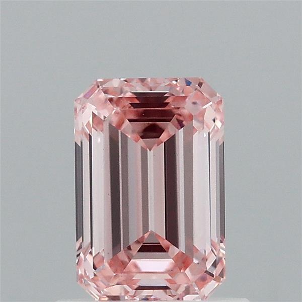 0.97 Carat Emerald Shaped, Ideal Cut, FANCY INTENSE PINK Color, VS1 Clarity, IGI Certified Lab Grown Diamond