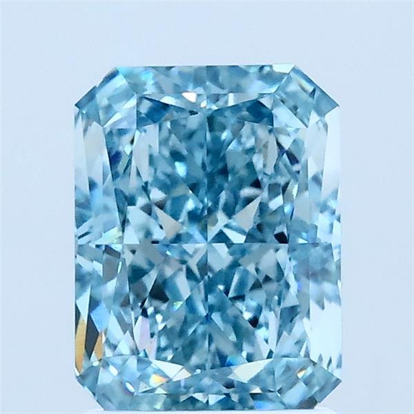 1.58 Carat Radiant Shaped, Excellent Cut, FANCY INTENSE BLUE Color, VS1 Clarity, IGI Certified Lab Grown Diamond