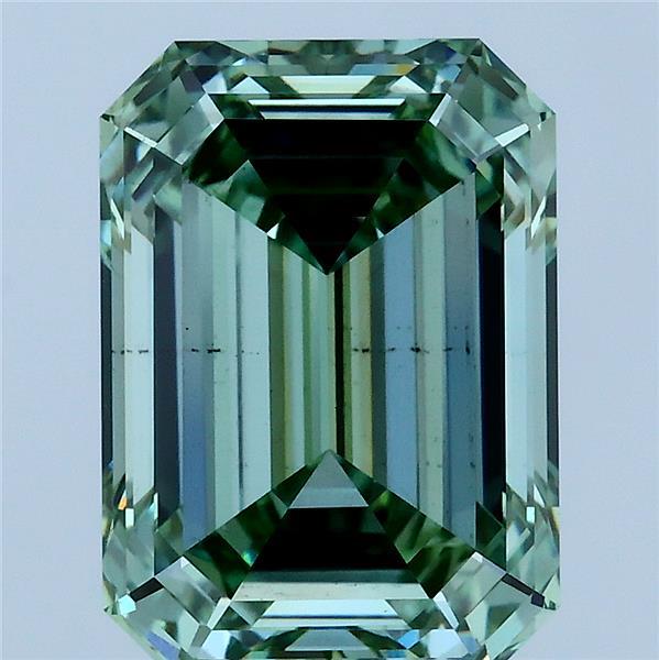 5.05 Carat Emerald Shaped, Ideal Cut, FANCY VIVID GREEN Color, VS2 Clarity, IGI Certified Lab Grown Diamond