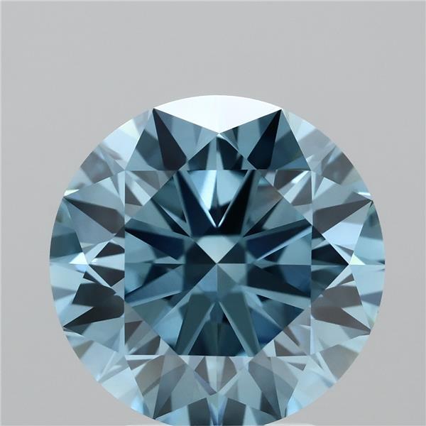 4.01 Carat Round Shaped, Excellent Cut, FANCY VIVID BLUE Color, VVS2 Clarity, IGI Certified Lab Grown Diamond