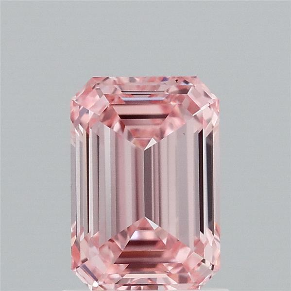 1.36 Carat Emerald Shaped, Ideal Cut, FANCY INTENSE PINK Color, VVS2 Clarity, IGI Certified Lab Grown Diamond