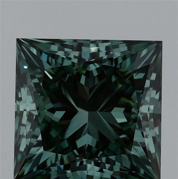 1.88 Carat Princess Shaped, Ideal Cut, FANCY VIVID GREEN Color, VS1 Clarity, IGI Certified Lab Grown Diamond