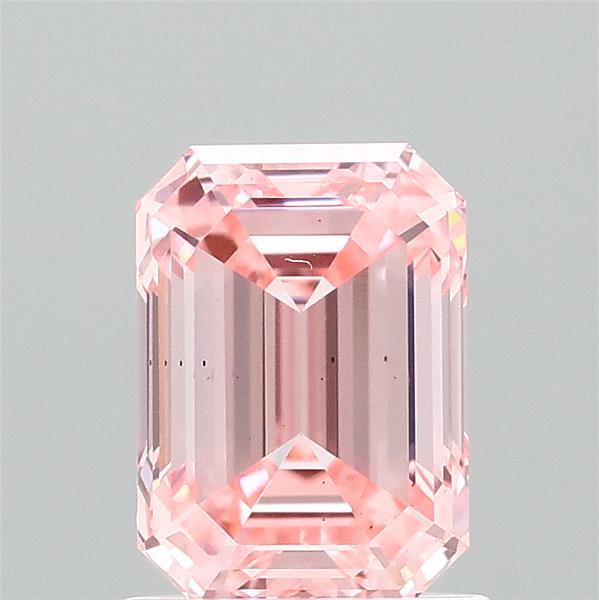 1.35 Carat Emerald Shaped, Ideal Cut, FANCY VIVID PINK Color, VS2 Clarity, IGI Certified Lab Grown Diamond