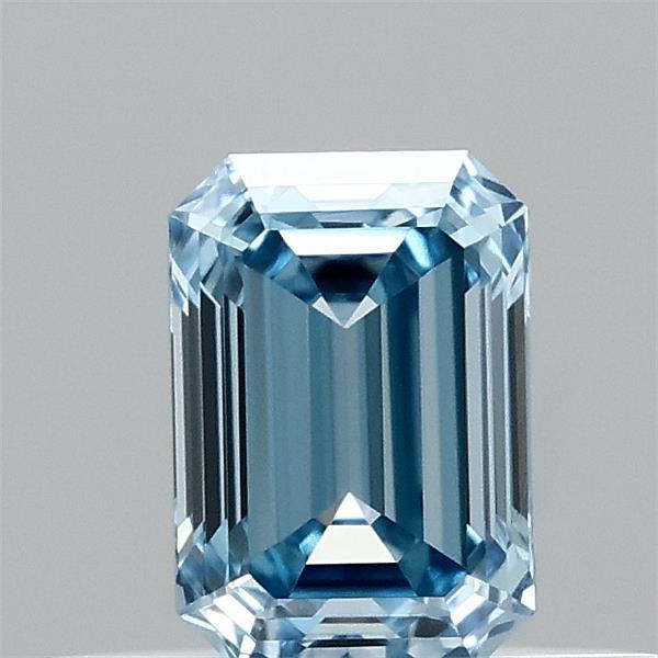 0.34 Carat Emerald Shaped, Ideal Cut, FANCY VIVID BLUE Color, VVS1 Clarity, IGI Certified Lab Grown Diamond