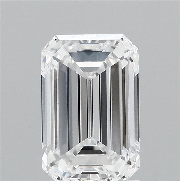 1.69 Carat Emerald Shaped, Ideal Cut, D Color, VVS2 Clarity, IGI Certified Lab Grown Diamond